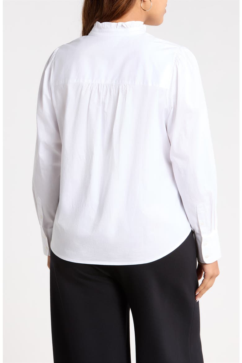 Ruffle Neck Puff Sleeve Top, Alternate, color, WHITE