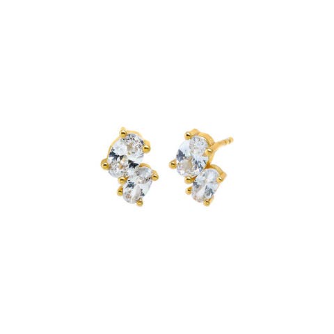 CZ Double Oval Stud Earring