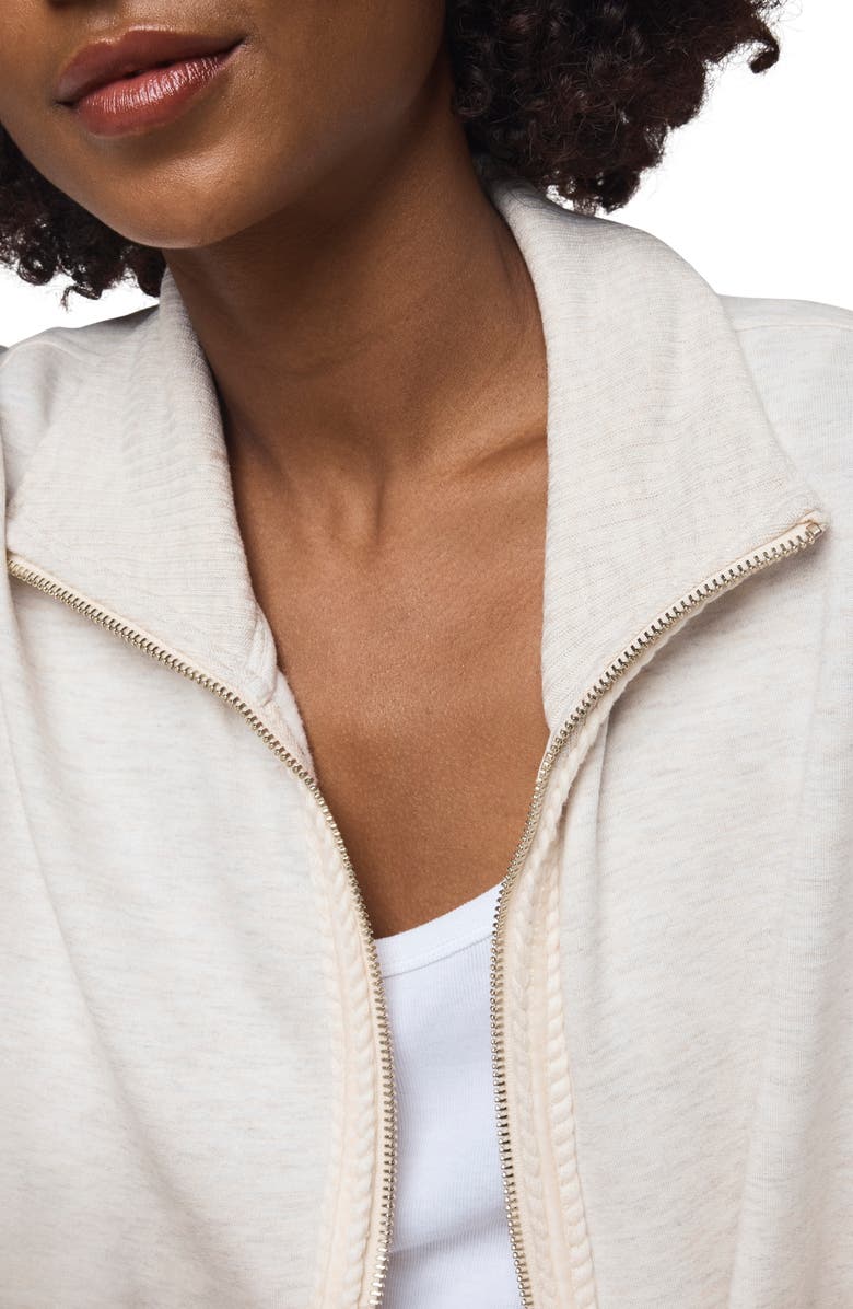 Splendid Supersoft Trim Detail Zip-Up Sweatshirt, Alternate, color, Pale Oak White Heather