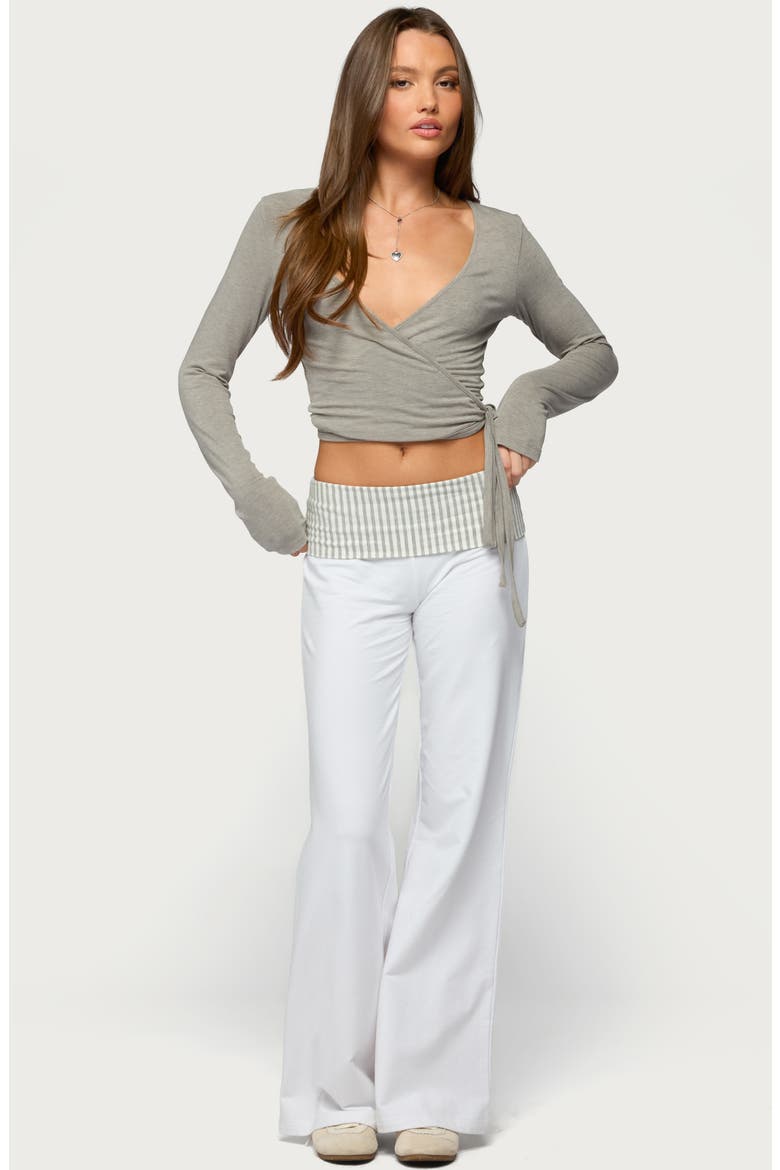 Malenna Wrap Crop Top, Alternate, color, GRAY-MELANGE