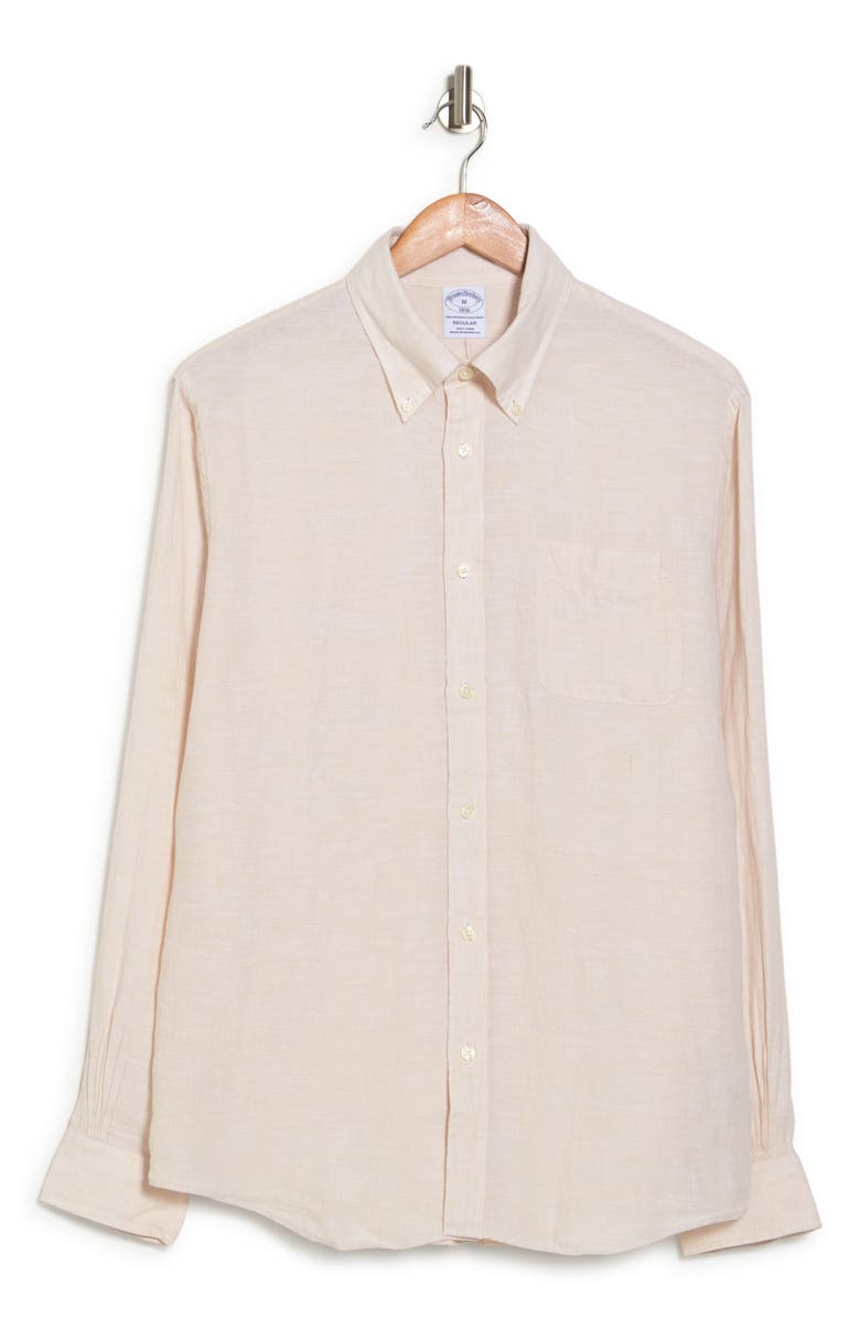 Brooks Brothers Sport Fit Linen Shirt, Alternate, color, Solidoatmeal