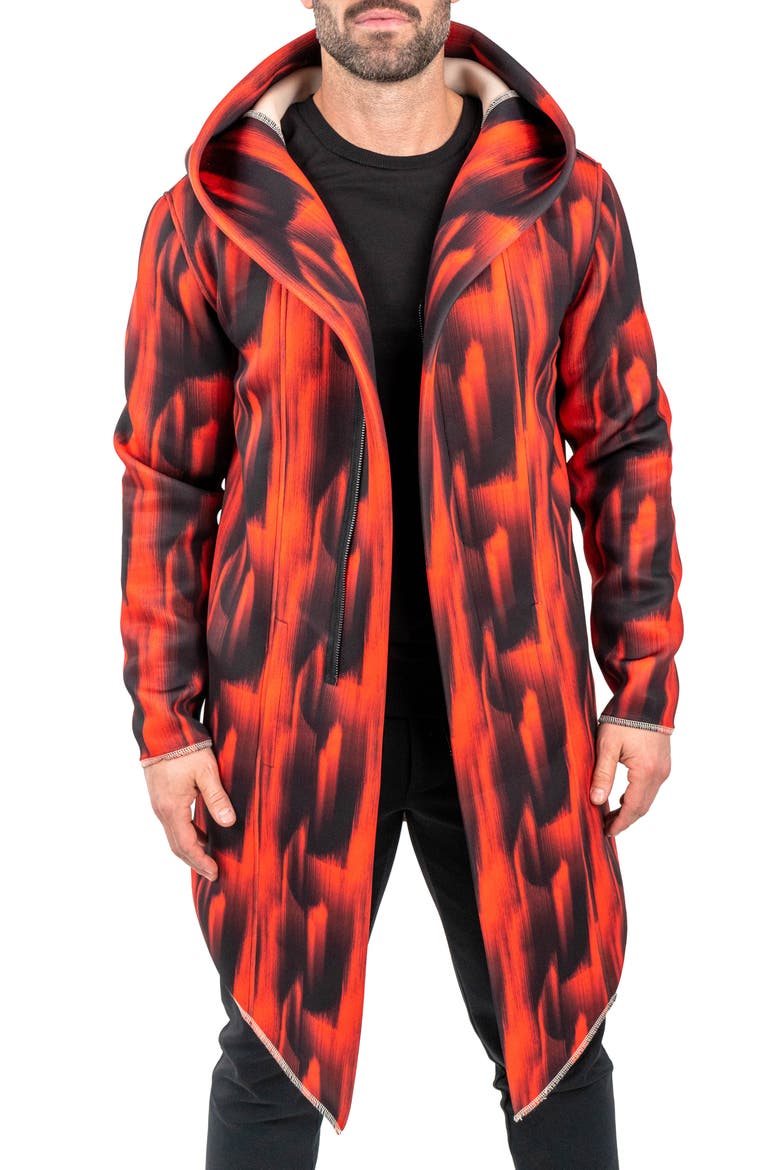 Hooded Longline Jacket, Main, color, RED