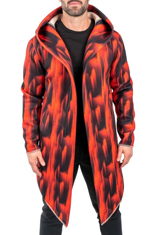 Maceoo Hooded Longline Jacket In Red