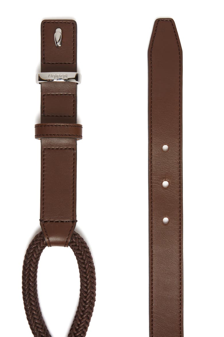Rope Loop Leather Belt, Alternate, color, BROWN
