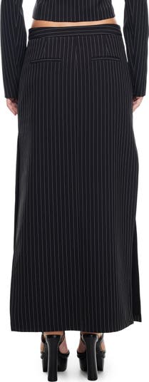 Lune Pinstripe Low Rise Maxi Skirt