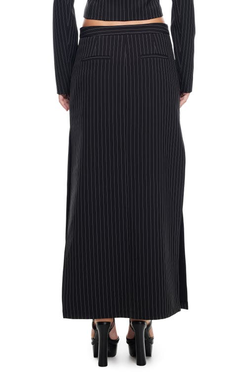 Shop Lioness Lune Pinstripe Low Rise Maxi Skirt In Onyx Pinstripe
