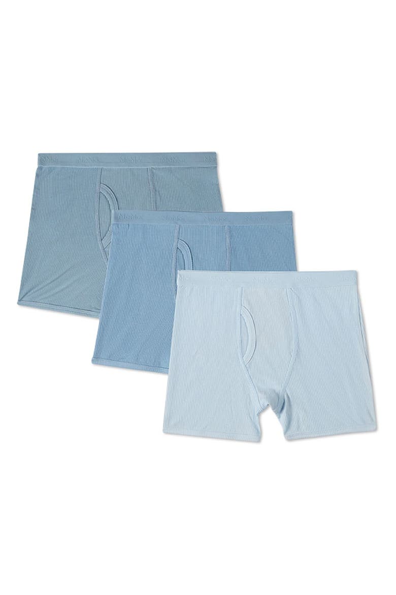3 Pair Ribbed Modal Boxer Briefs, Solid Colors, Main, color, Blue Multi