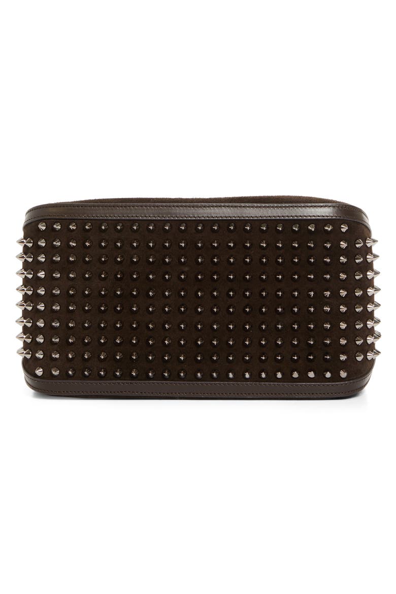 Funky Crosta Spikes Suede Dopp Kit, Alternate, color, CAFE/ GUN METAL