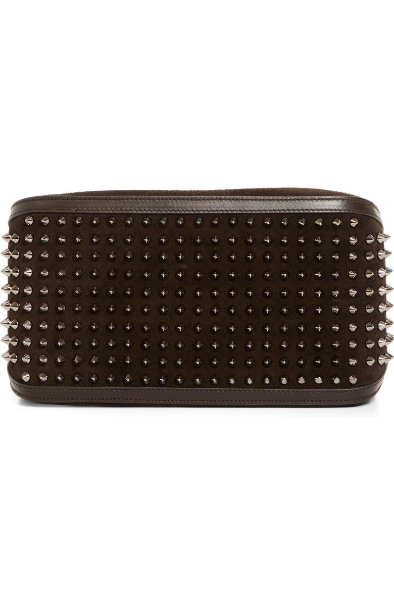 Christian Louboutin Funky Crosta Spikes Suede Dopp Kit, Alternate, color, Cafe/ Gun Metal
