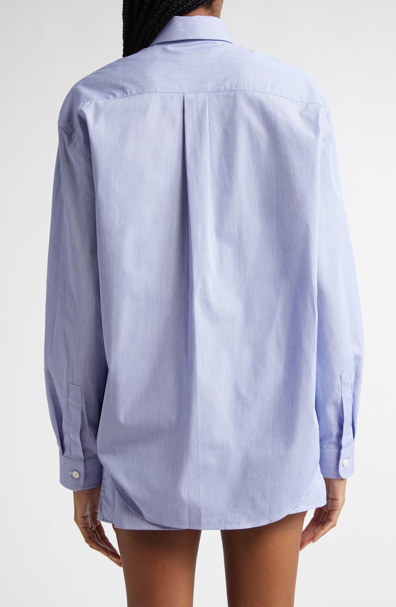 Sporty & Rich Yankees Serif Cotton Oversize Button-Up Shirt, Alternate, color, 