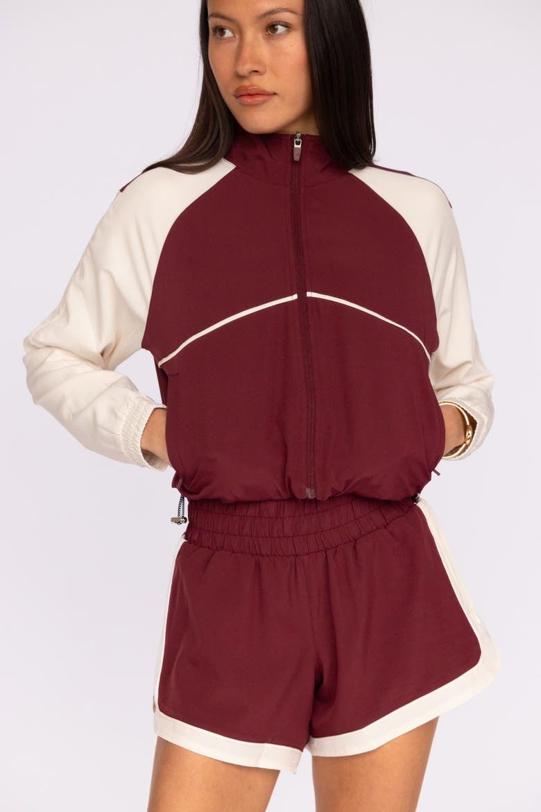 Nicole Cropped Active Jacket, Alternate, color, Burgundy / Ecru