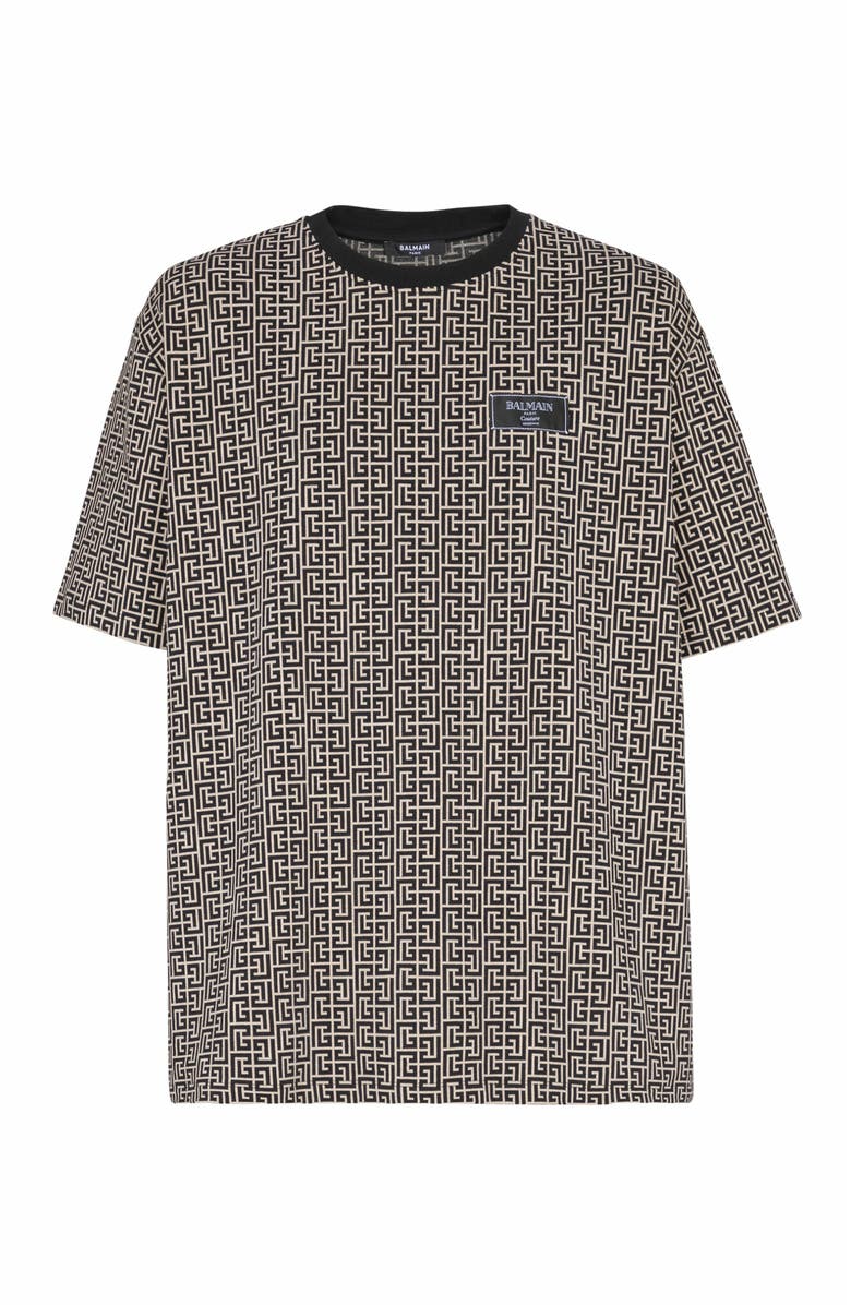 Balmain Monogram Jacquard T-Shirt, Alternate, color, Black