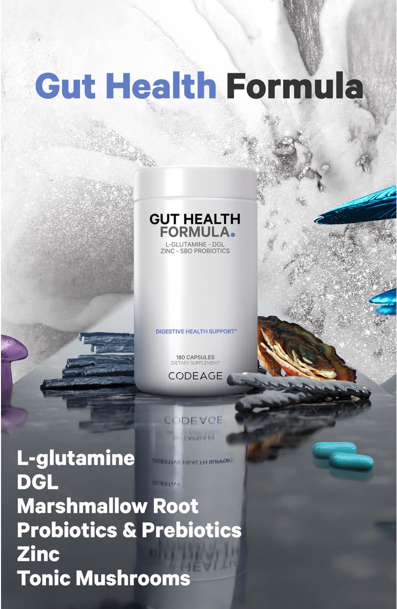 Codeage Gut Health Formula - L-Glutamine Probiotics & Prebiotics, Alternate, color, White
