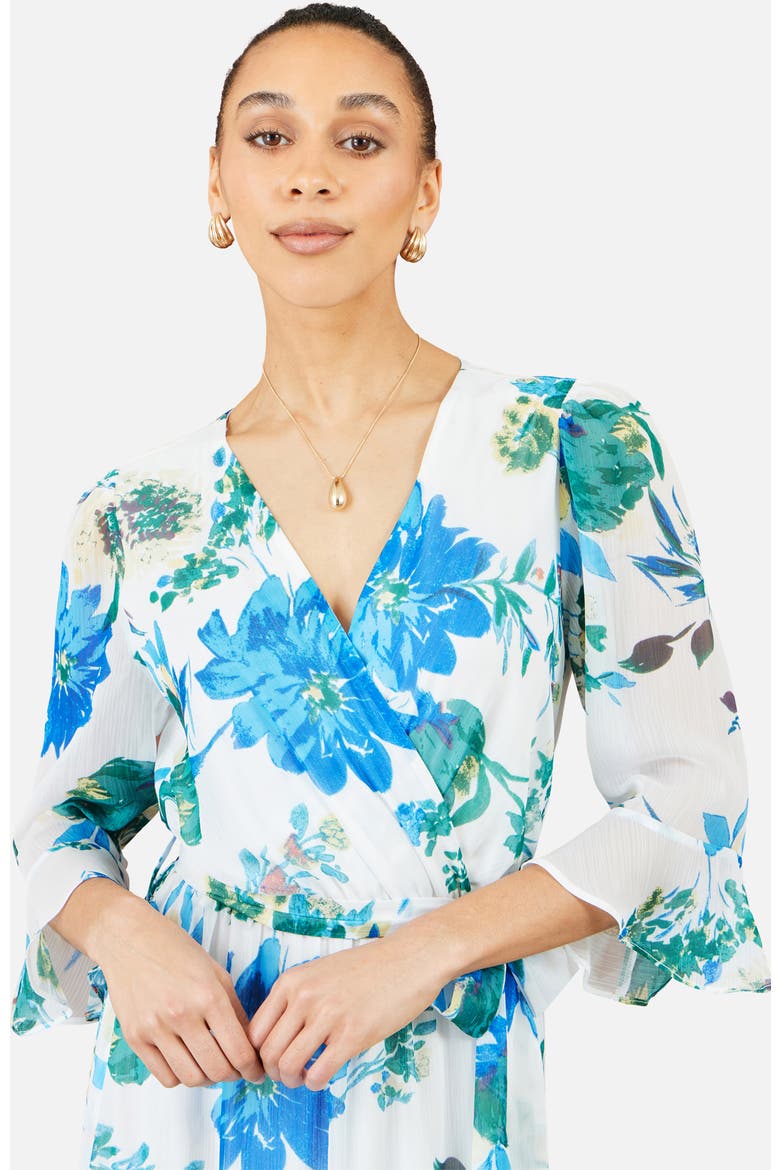 Floral Maxi Wrap Dress, Alternate, color, White