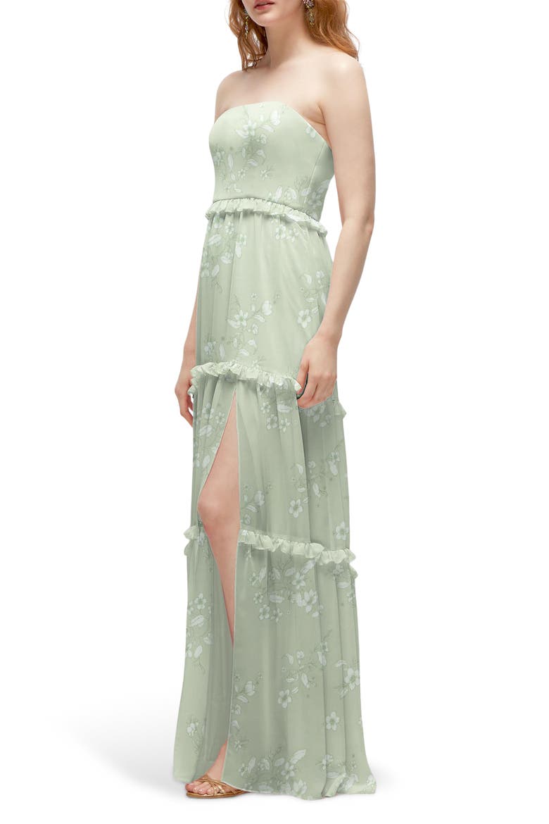 Ruffle Chiffon Strapless Gown, Alternate, color, VINTAGE PRIMROSE SAGE