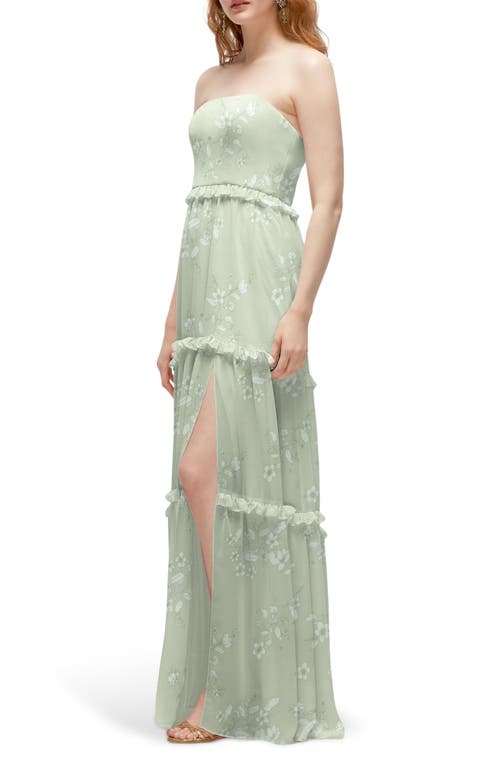 Shop After Six Ruffle Chiffon Strapless Gown In Vintage Primrose Sage