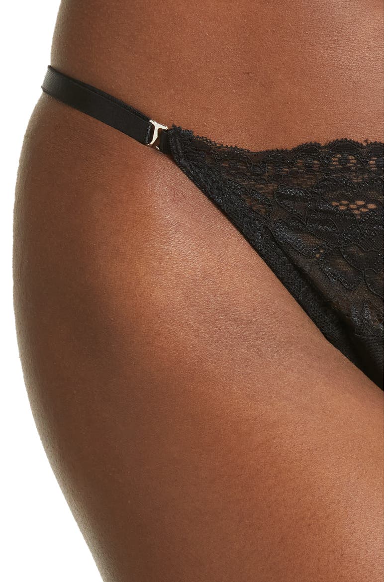 Lace Underwire Bustier, Garter & Thong Set, Alternate, color, BLACK
