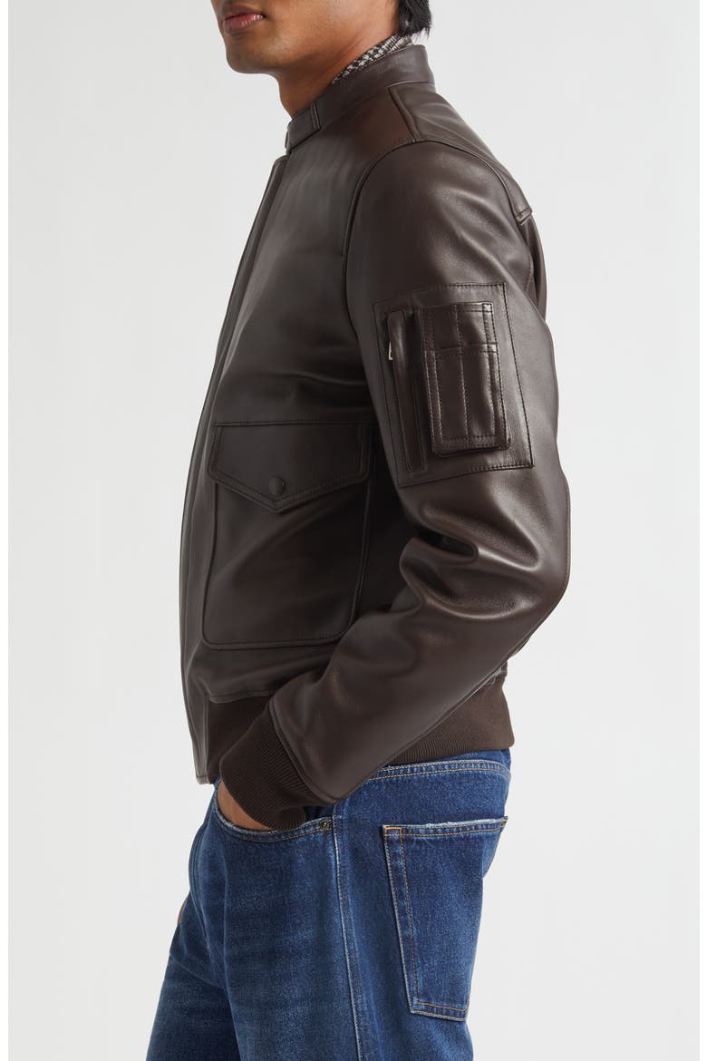Plongé Leather Bomber Jacket, Alternate, color, M1213 MARRONE