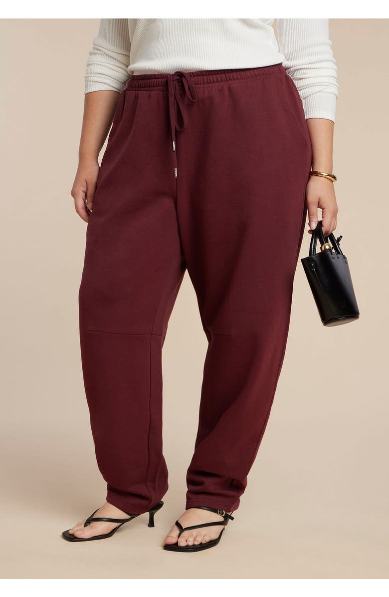 ELOQUII Elements Barrel Leg Sweatpant, Alternate, color, Tawny Port