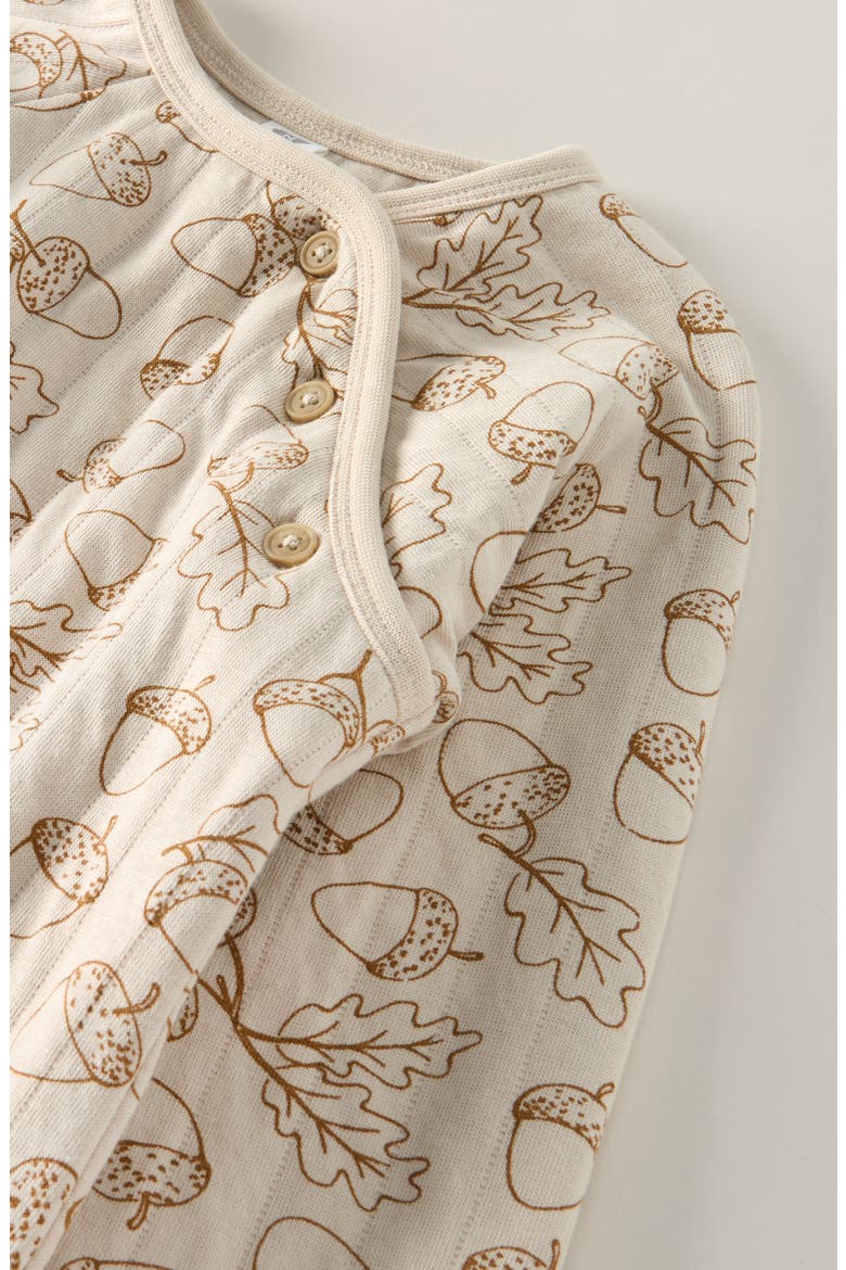 Cozy Romper, Alternate, color, BEIGE OATMEAL ACORNS