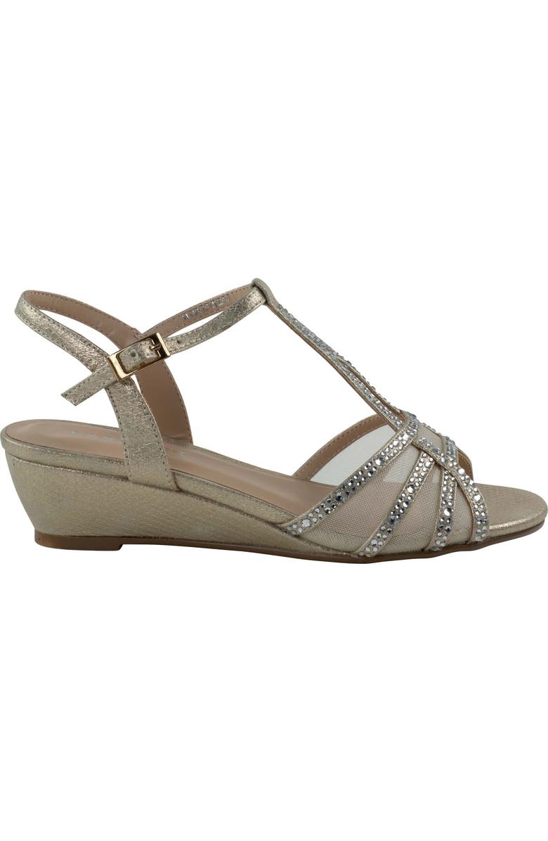 Paradox London Pink Jilly Embellished Wedge Sandal, Alternate, color, Champagne