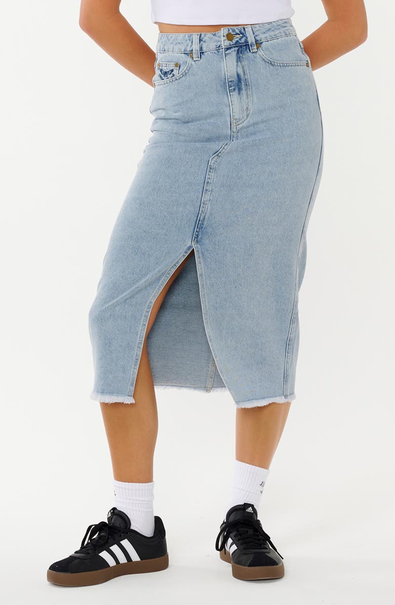 Rip Curl The Search Denim Midi Skirt, Main, color,