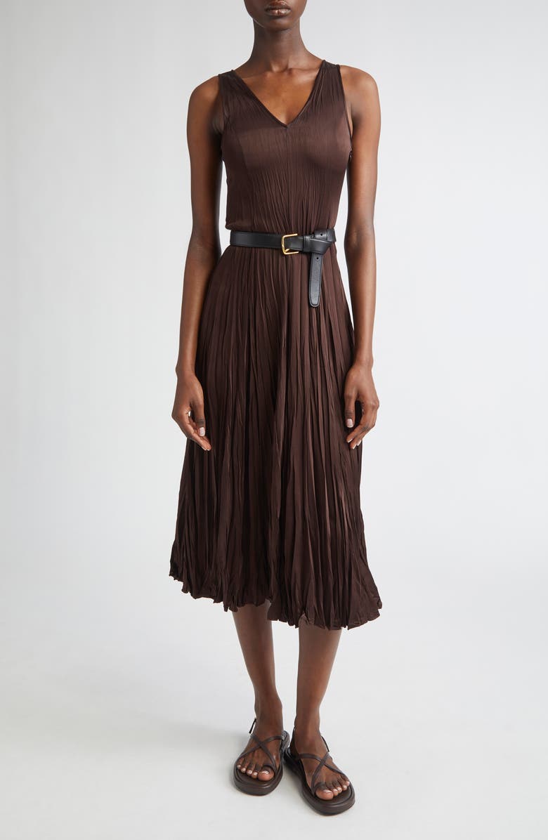 Michael Kors Collection Crushed Charmeuse Dress, Main, color, Chocolate