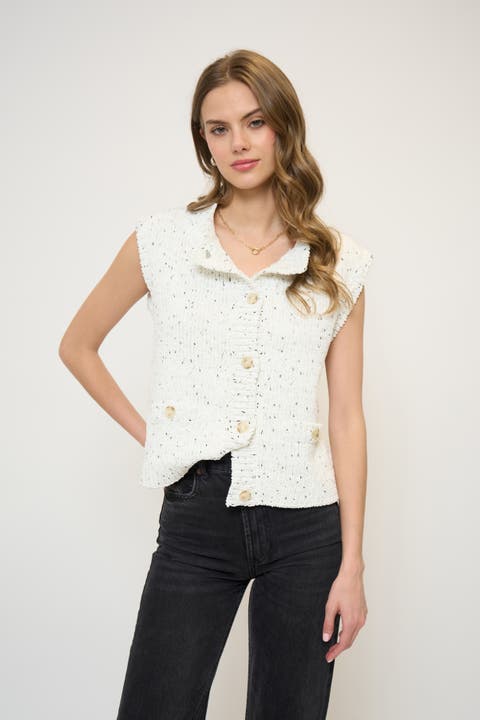 Tasha Sleeveless Chenille Cardigan