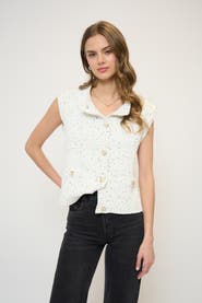 Central Park West Tasha Sleeveless Chenille Cardigan