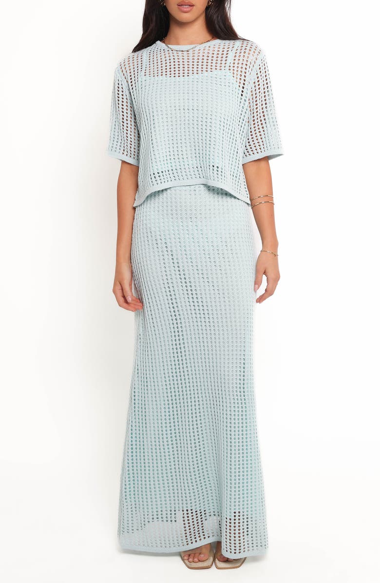 Petal & Pup Kinnie Open Stitch Sweater & Skirt Set, Main, color, Light Blue