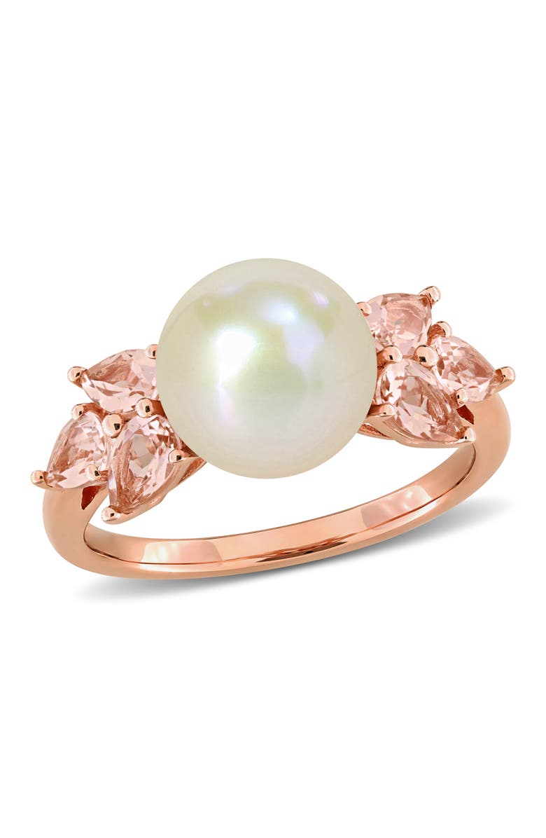 Julianna B. Cultured Pearl & Morganite Cocktail Ring 14k, Main, color, Morganite