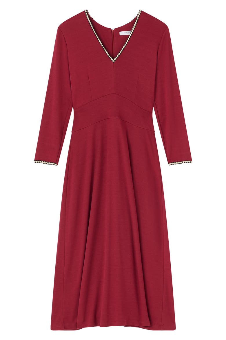 Yvonne Long Sleeve Ponte Midi Dress, Alternate, color, RED