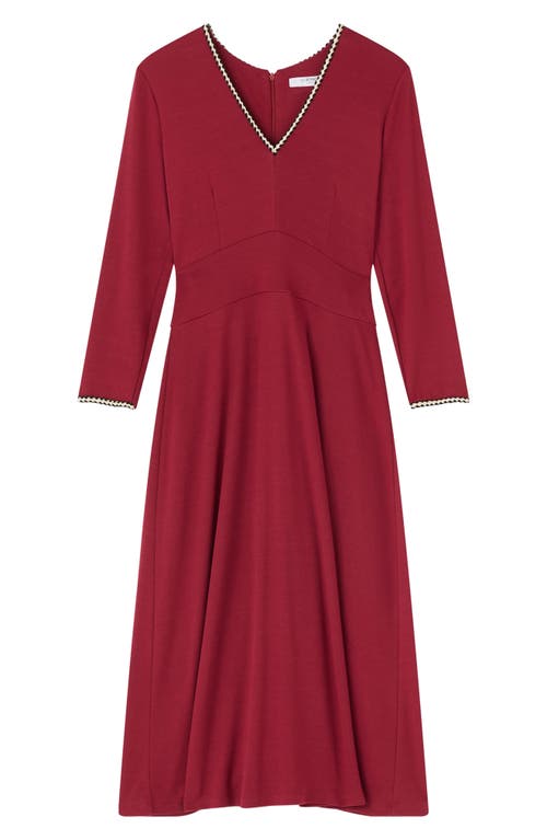 Lk Bennett Yvonne Long Sleeve Ponte Midi Dress In Red
