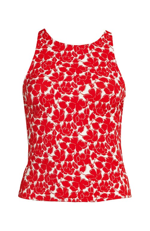 Lands' End Tugless High Neck Strappy Back Tankini Swimsuit Top In Multi