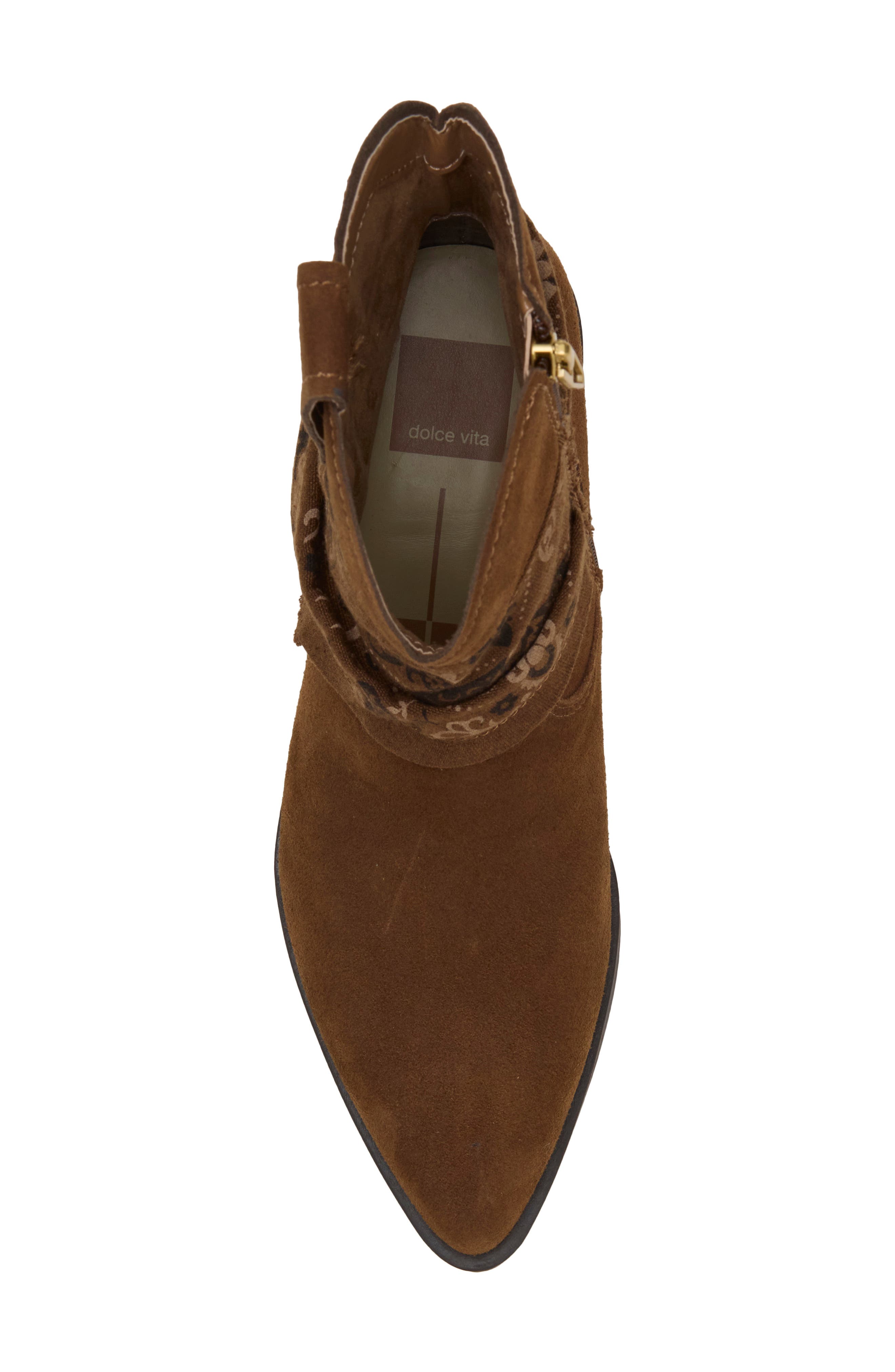 Mahari Leather Bootie, Alternate, color, COCOA SUEDE