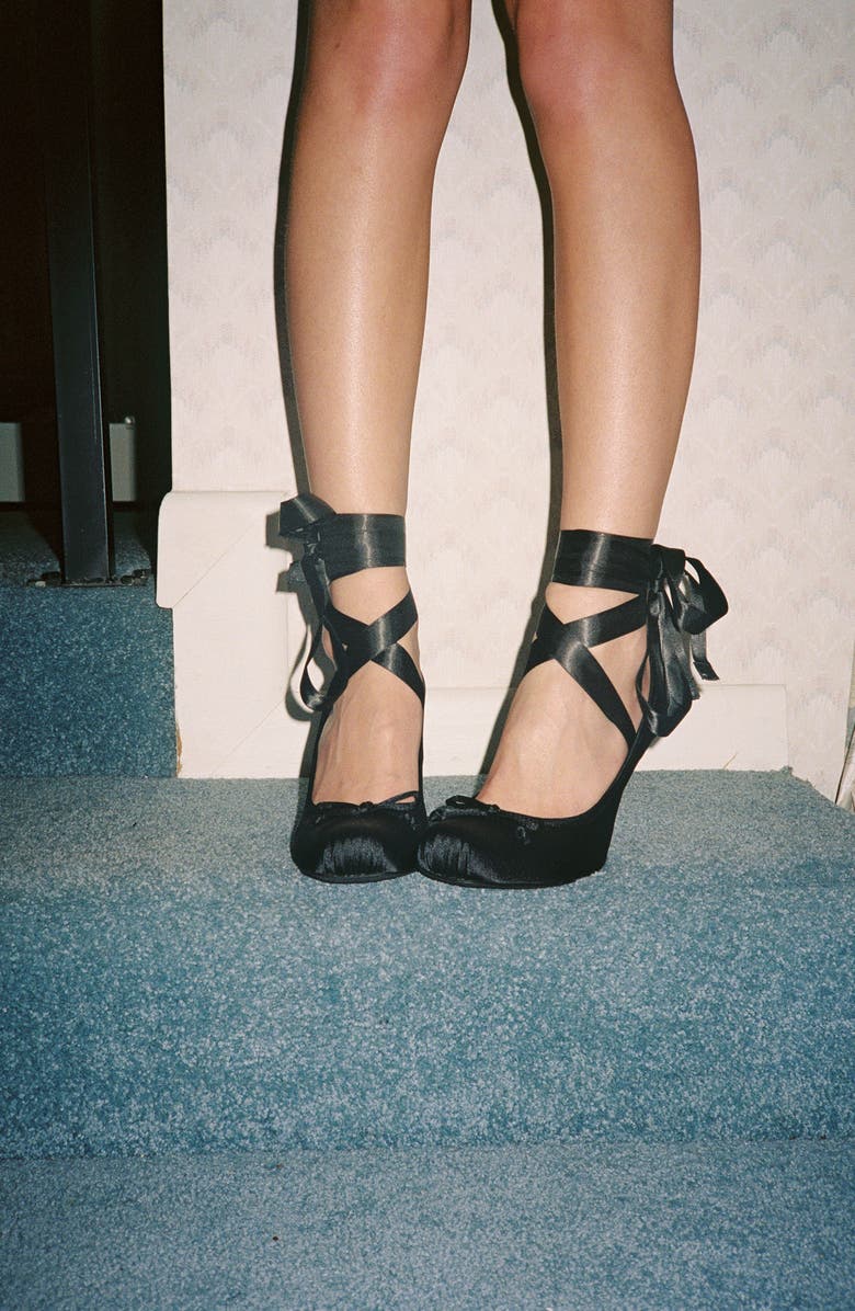 Jeffrey Campbell Nympha Ankle Wrap Pump, Alternate, color, Black Satin