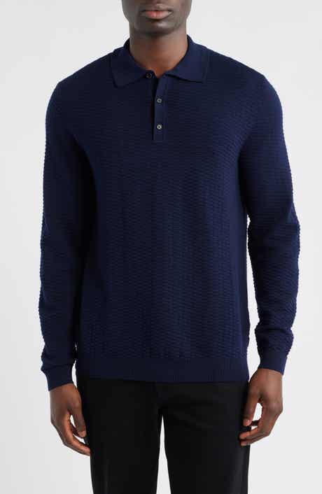 BOSS Diluigi Long Sleeve Virgin Wool Blend Polo Sweater