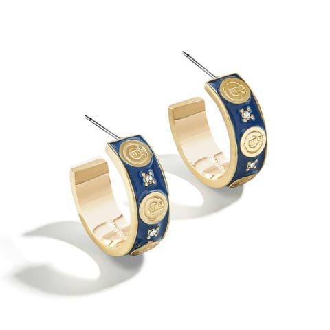 x BaubleBar Chicago Cubs Enamel Hoop Earrings