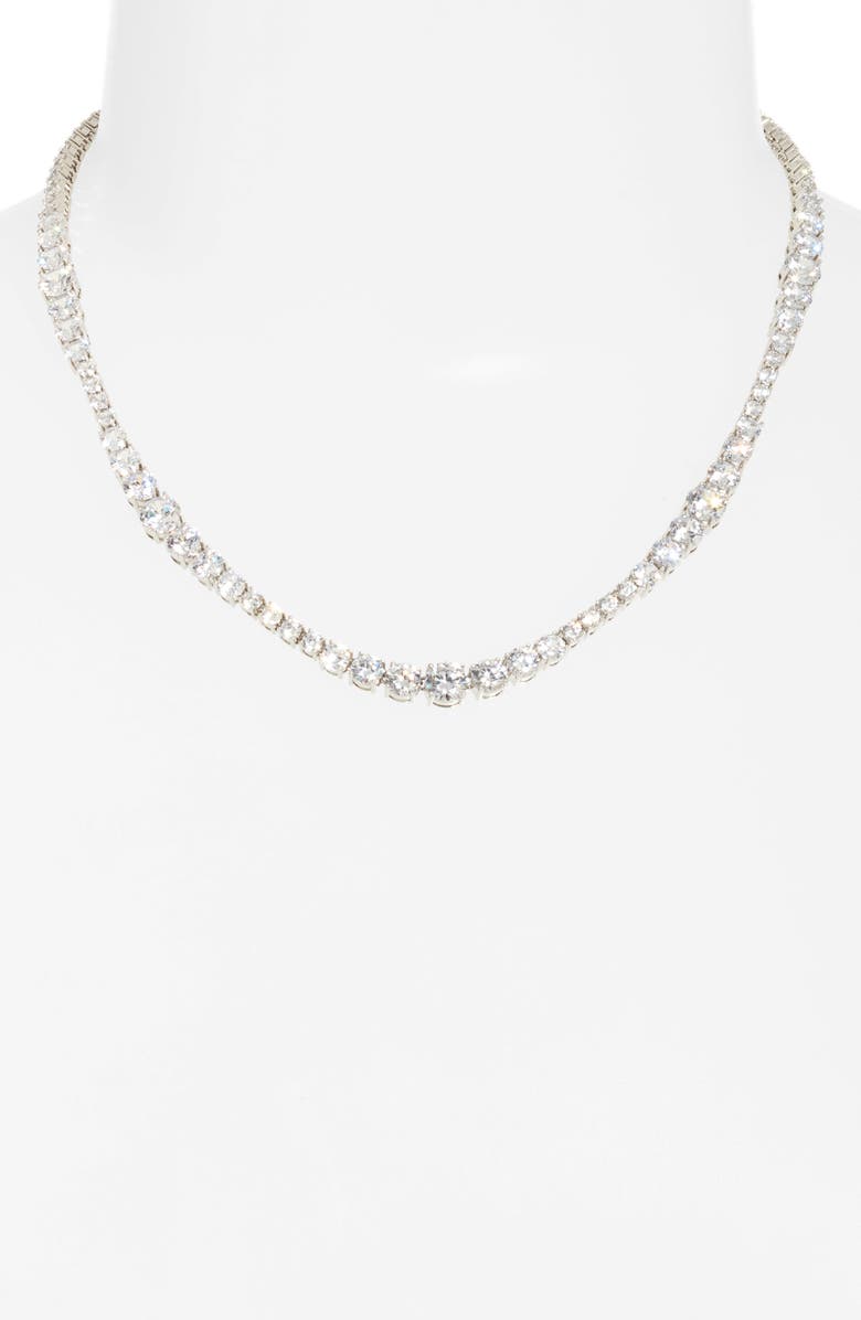Nordstrom Graduated Cubic Zirconia Tennis Necklace, Alternate, color, 