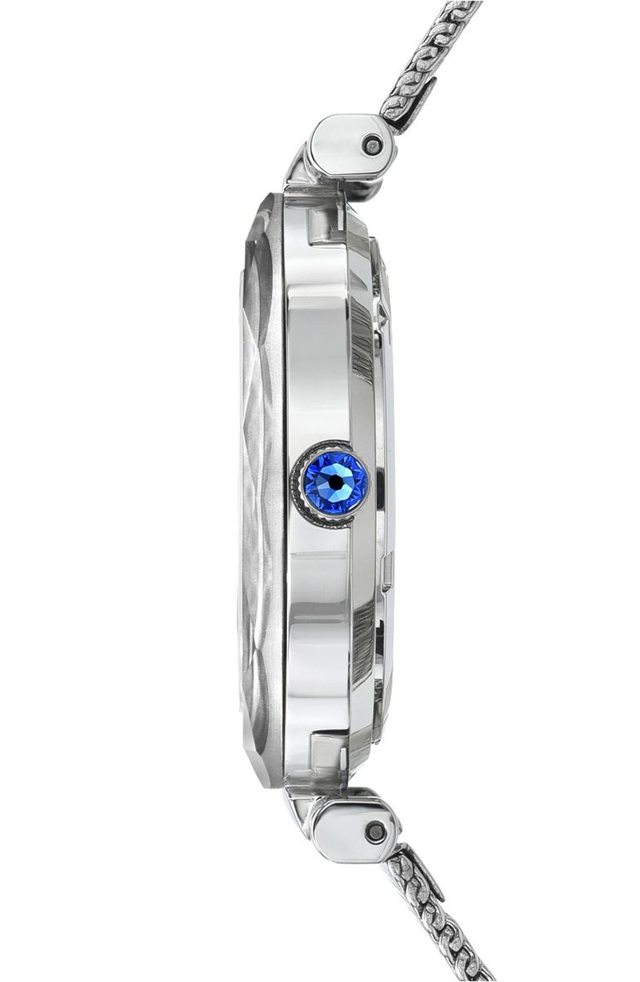 PORSAMO BLEU Hazel White Topaz Mother of Pearl Dial 3-Hand Quartz Mesh ...