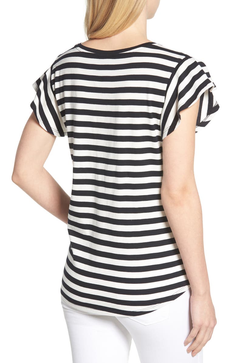 Bobeau Flutter Sleeve Tee, Alternate, color,