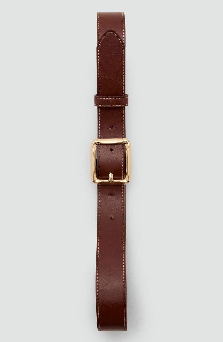 MANGO Square Buckle Belt, Alternate, color, Brown