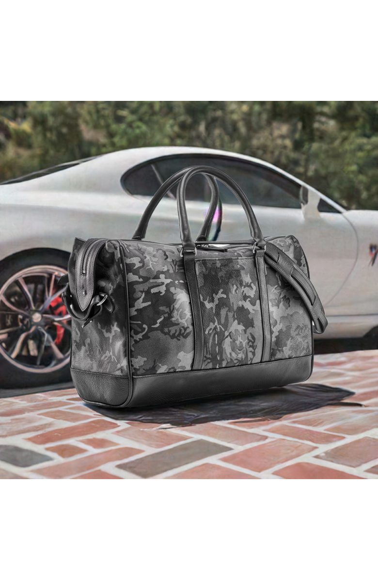 Prince of Scots Wanderlust Leather Weekender, Alternate, color, Grey Camo