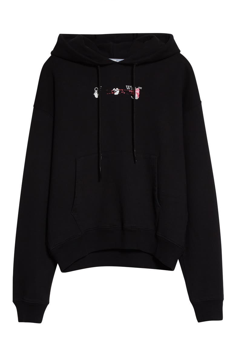 Men's Acrylic Arrow Logo Hoodie, Alternate, color, BLACK FUCHSIA