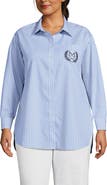 Lands' End Plus Size Oversized No Iron Tunic with Statement Collar Shirt