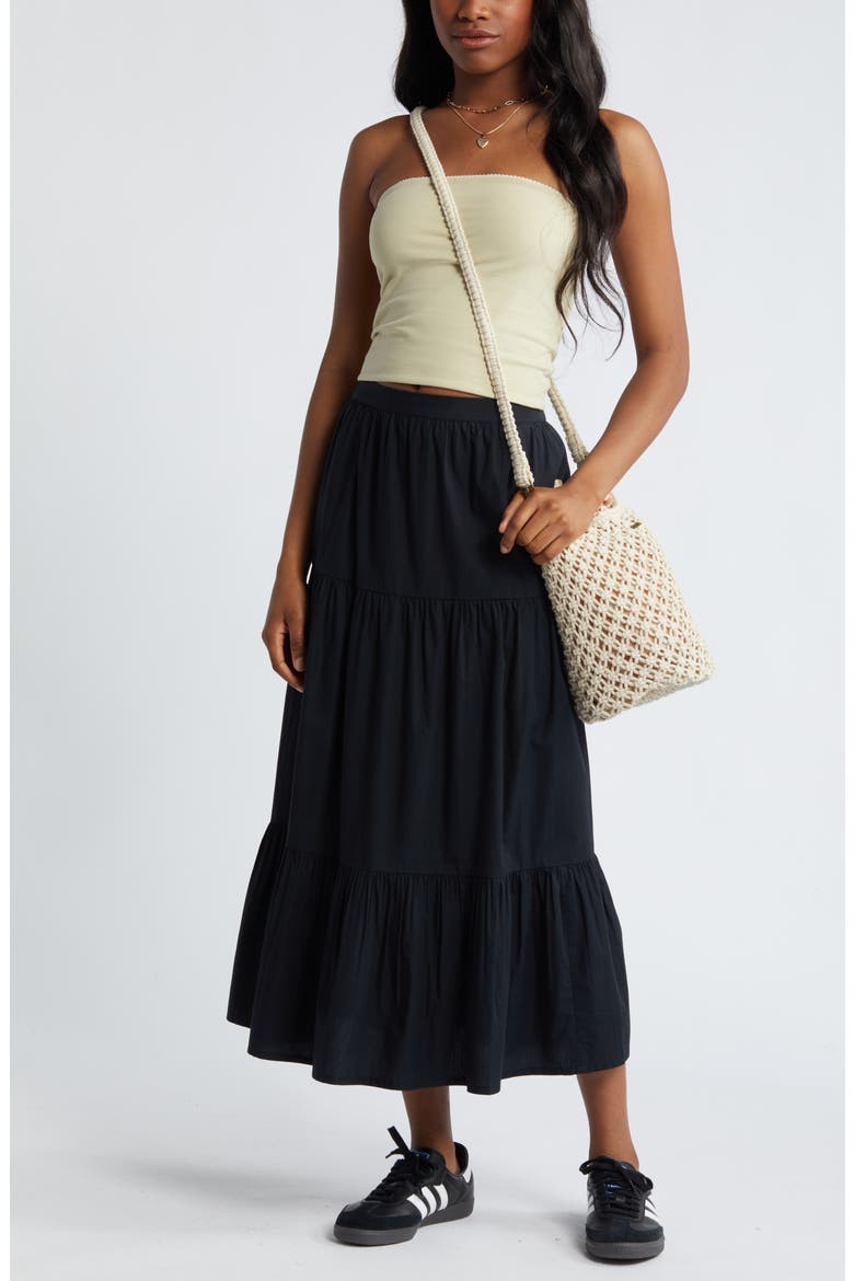Tiered Maxi Skirt, Alternate, color, BLACK NIGHT