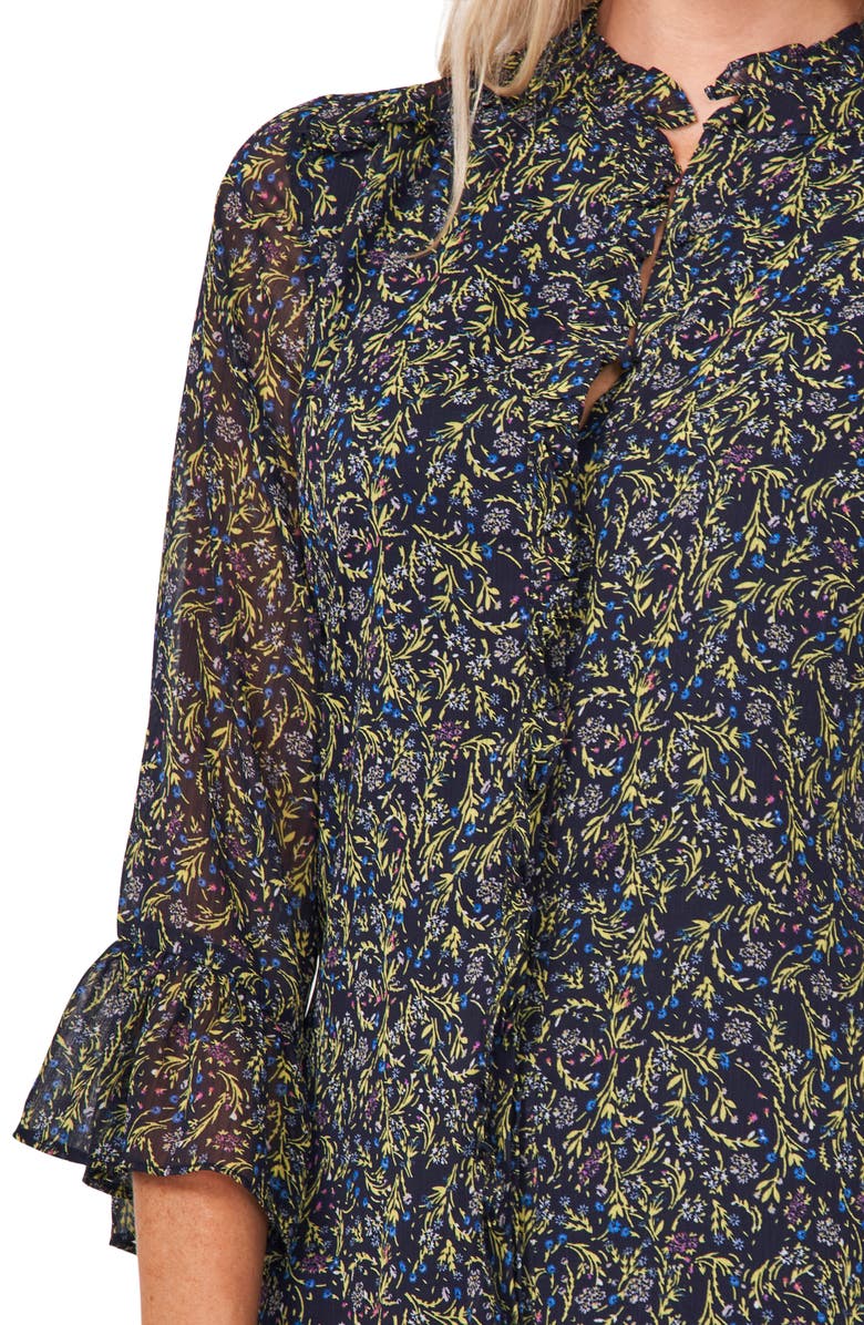 CeCe Floral Whispers Ruffle Trim A-Line Chiffon Dress, Alternate, color, 