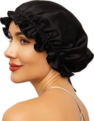 SILKSILKY Pure Silk Double Layer Bonnet with Ribbon