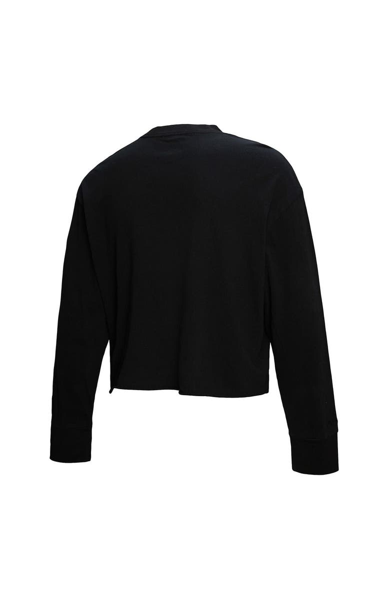 Mitchell & Ness Women's Mitchell & Ness  Black New York Knicks Hardwood Classics Studded Boxy Cropped Long Sleeve T-Shirt, Alternate, color, Black