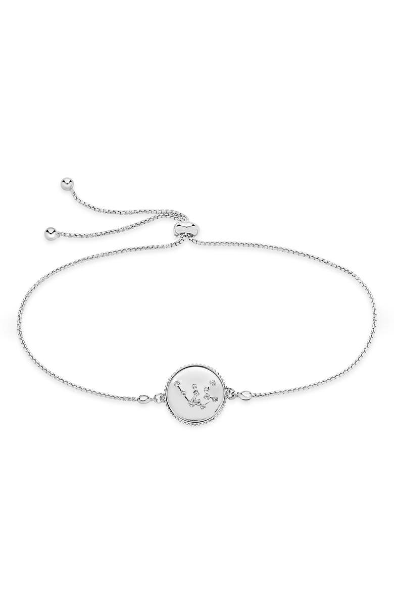 Sterling Forever Sterling Silver Constellation Disk Bolo Bracelet, Main, color, Silver- Aquarius
